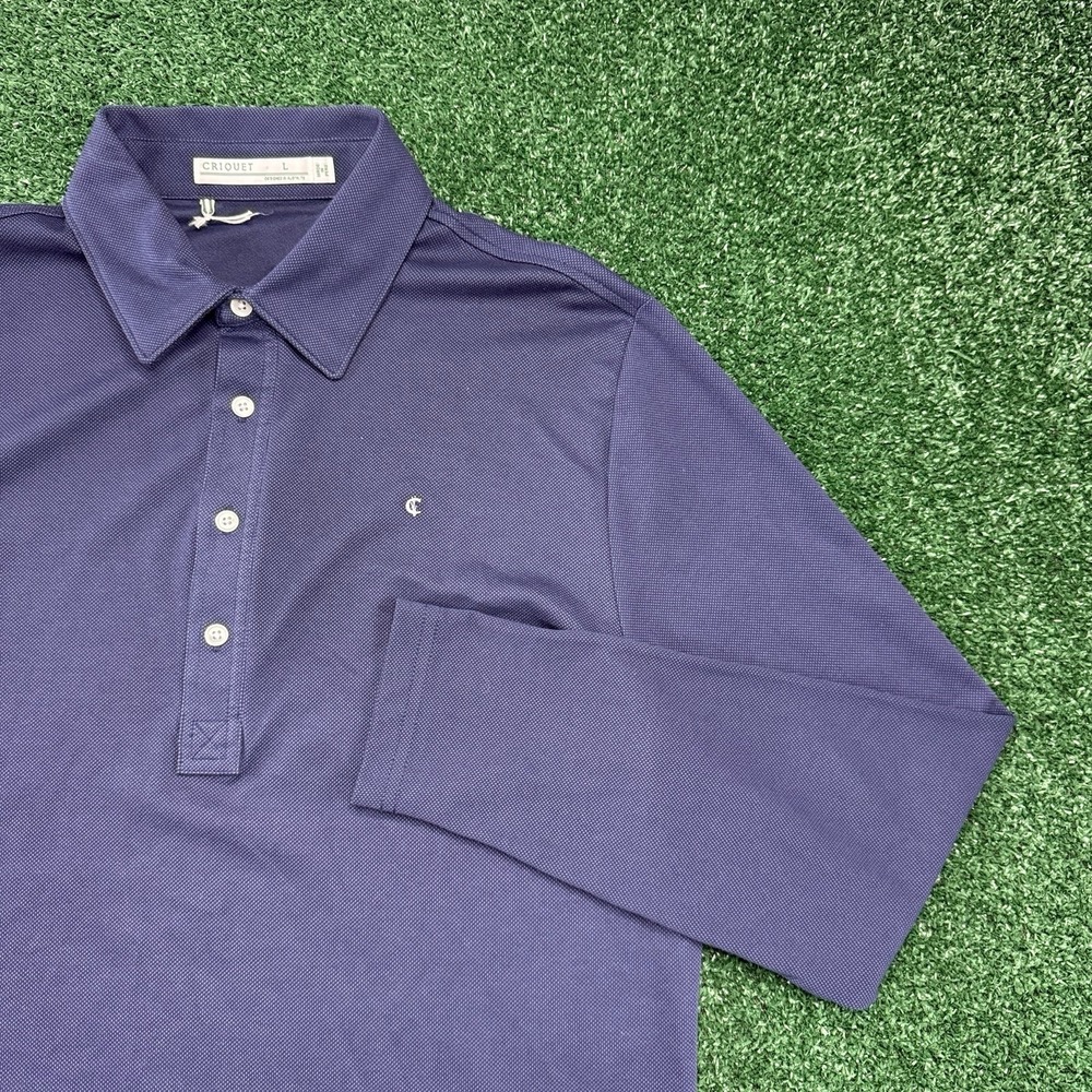 New Criquet Men's Long Sleeve Polo Shirt Size Large Blue